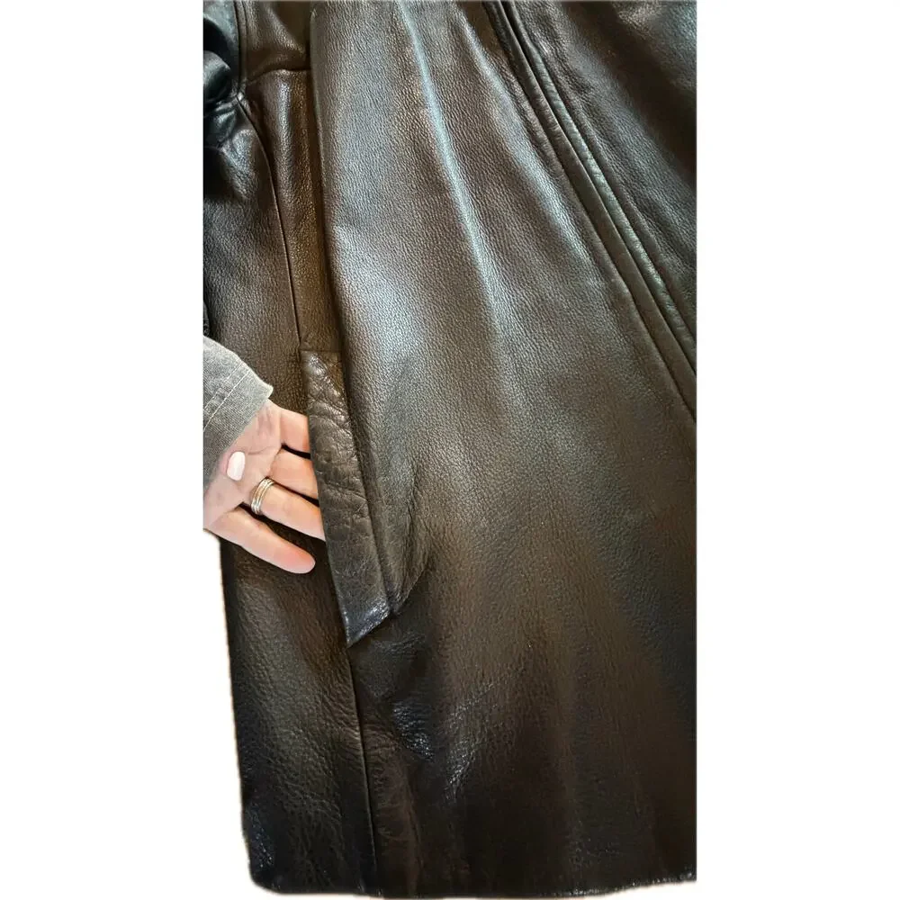 CHAPS Men's‎ Black Full Zip Leather Jacket L Lined Pockets